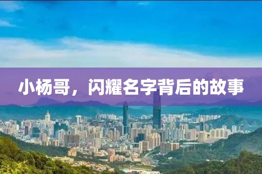 小楊哥，閃耀名字背后的故事