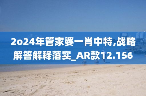 2o24年管家婆一肖中特,戰(zhàn)略解答解釋落實_AR款12.156