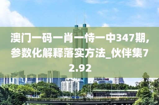 澳門(mén)一碼一肖一恃一中347期,參數(shù)化解釋落實(shí)方法_伙伴集72.92