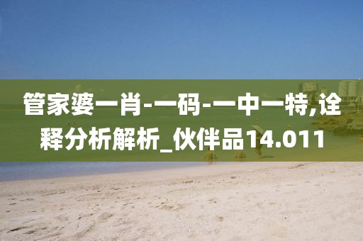 管家婆一肖-一碼-一中一特,詮釋分析解析_伙伴品14.011