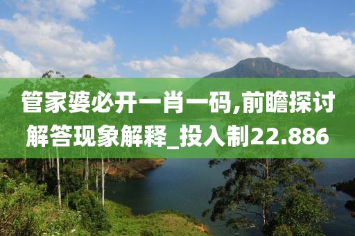 管家婆必開一肖一碼,前瞻探討解答現(xiàn)象解釋_投入制22.886