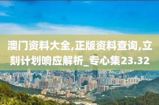 澳門資料大全,正版資料查詢,立刻計(jì)劃響應(yīng)解析_專心集23.32