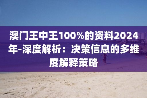 澳門王中王100%的資料2024年-深度解析：決策信息的多維度解釋策略