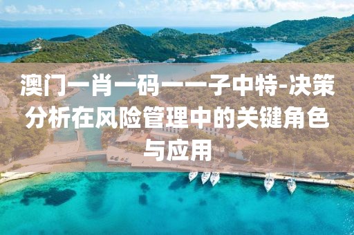 澳門一肖一碼一一子中特-決策分析在風險管理中的關(guān)鍵角色與應(yīng)用