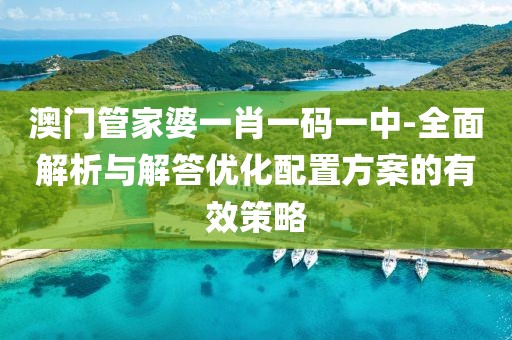 澳門管家婆一肖一碼一中-全面解析與解答優(yōu)化配置方案的有效策略