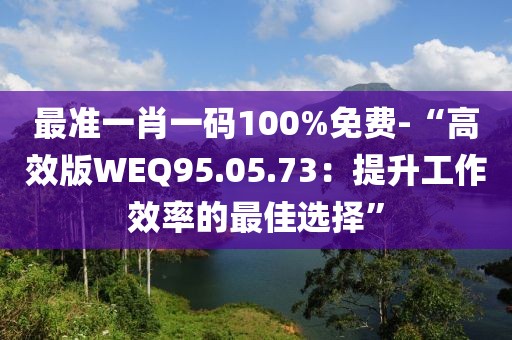 最準(zhǔn)一肖一碼100%免費(fèi)-“高效版WEQ95.05.73：提升工作效率的最佳選擇”