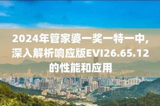 2024年管家婆一獎(jiǎng)一特一中,深入解析響應(yīng)版EVI26.65.12的性能和應(yīng)用