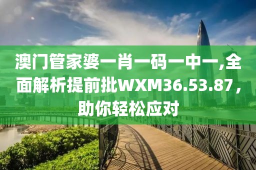 澳門管家婆一肖一碼一中一,全面解析提前批WXM36.53.87，助你輕松應(yīng)對