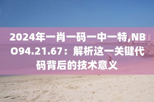 2024年一肖一碼一中一特,NBO94.21.67：解析這一關(guān)鍵代碼背后的技術(shù)意義