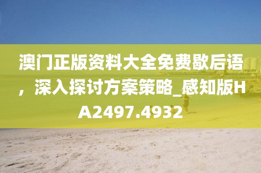 澳門正版資料大全免費歇后語，深入探討方案策略_感知版HA2497.4932