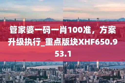 管家婆一碼一肖100準，方案升級執(zhí)行_重點版塊XHF650.953.1