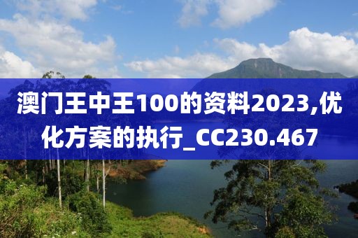 澳門王中王100的資料2023,優(yōu)化方案的執(zhí)行_CC230.467