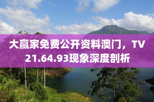 大贏家免費公開資料澳門，TV21.64.93現(xiàn)象深度剖析