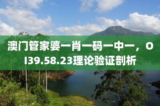 澳門管家婆一肖一碼一中一，OI39.58.23理論驗證剖析