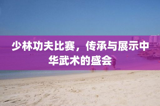少林功夫比賽，傳承與展示中華武術的盛會