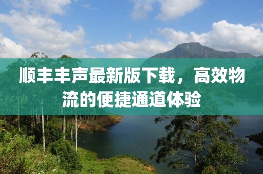 順豐豐聲最新版下載，高效物流的便捷通道體驗(yàn)