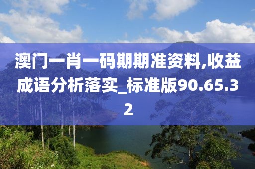 澳門一肖一碼期期準(zhǔn)資料,收益成語分析落實(shí)_標(biāo)準(zhǔn)版90.65.32