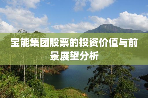 寶能集團(tuán)股票的投資價(jià)值與前景展望分析