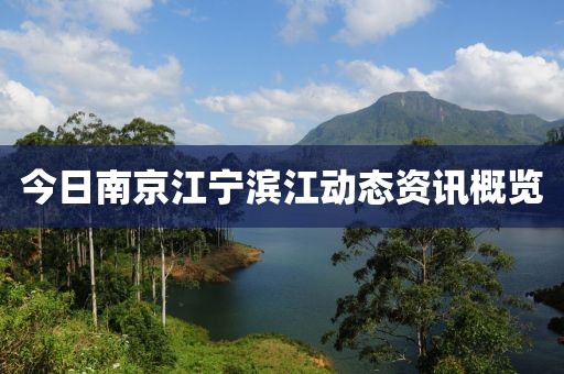 今日南京江寧濱江動態(tài)資訊概覽