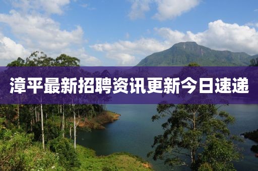 漳平最新招聘資訊更新今日速遞