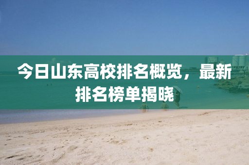 今日山東高校排名概覽，最新排名榜單揭曉