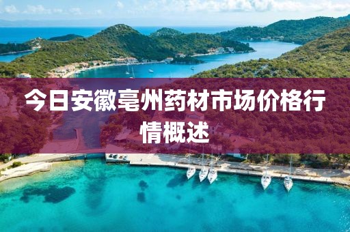 今日安徽亳州藥材市場(chǎng)價(jià)格行情概述