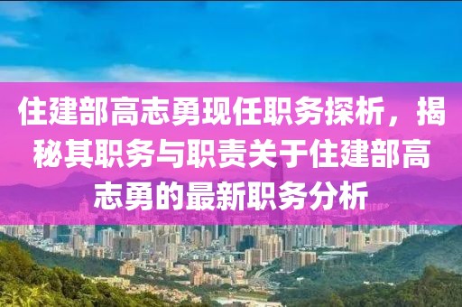 住建部高志勇現(xiàn)任職務(wù)探析，揭秘其職務(wù)與職責(zé)關(guān)于住建部高志勇的最新職務(wù)分析