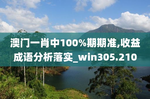 澳門一肖中100%期期準(zhǔn),收益成語分析落實(shí)_win305.210